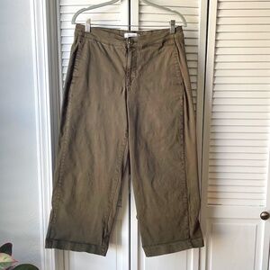 Lila Ryan size 12 wide leg crop pants, olive green cotton chino